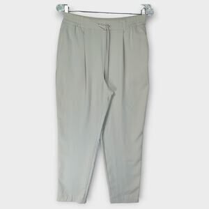 Womens ZARA 100% Polyester Beige Pants Elastic Waistband Size XS